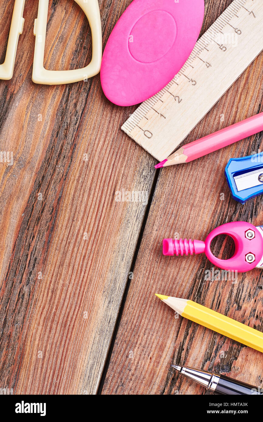 Kit of stationery tools Stock Photo Alamy