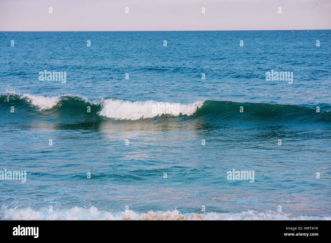 wave on sea and blue sky with clouds Stock Photo - Alamy