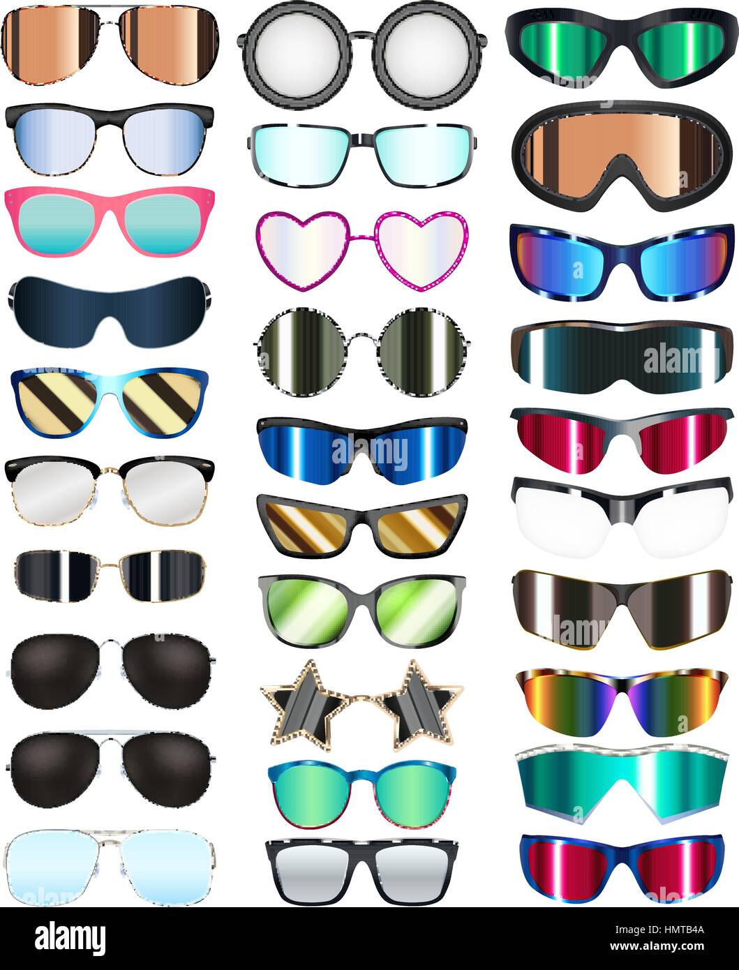 set of real colorful style glasses vector Stock Vector