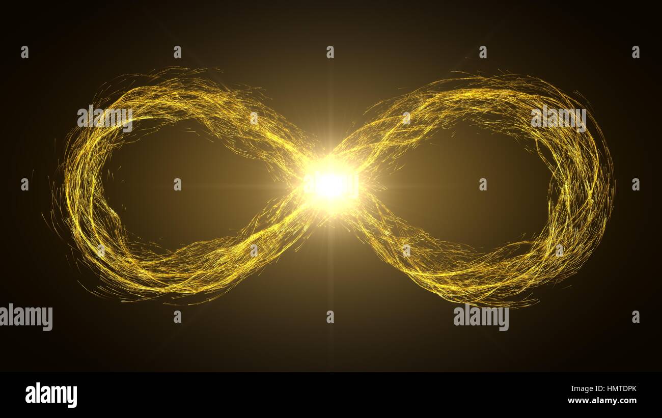 endless loop of moving energy particles. infinity symbol with energy