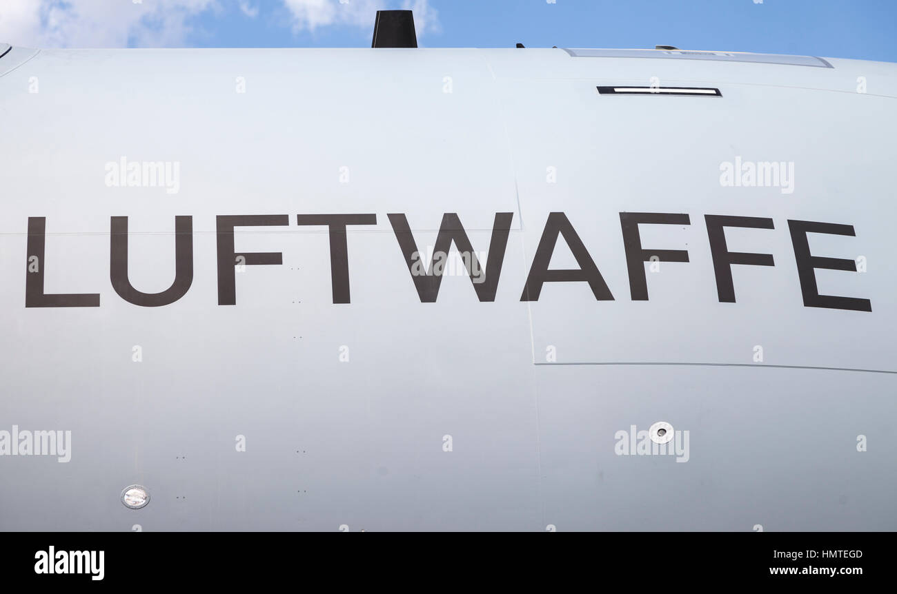 BERLIN / GERMANY - JUNE 3, 2016: Luftwaffe ( german Airforce ) logo on a Airbus A 400 M Stock Photo