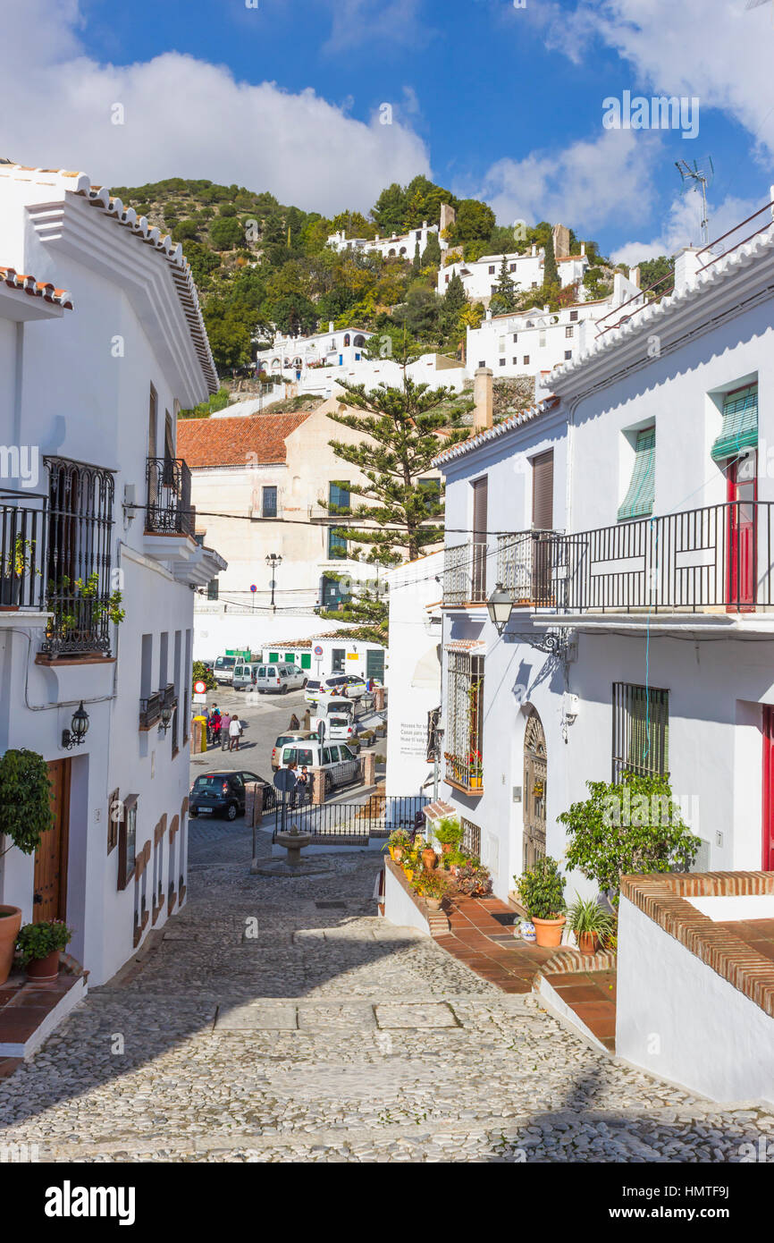 Frigiliana, Malaga Province, Andalusia, southern Spain. Typical street scene. Stock Photo