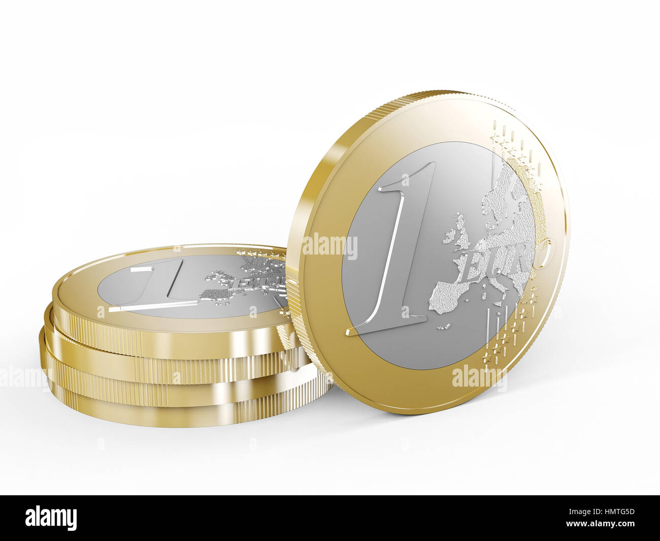 euro coin on white background 3d rendering image Stock Photo - Alamy