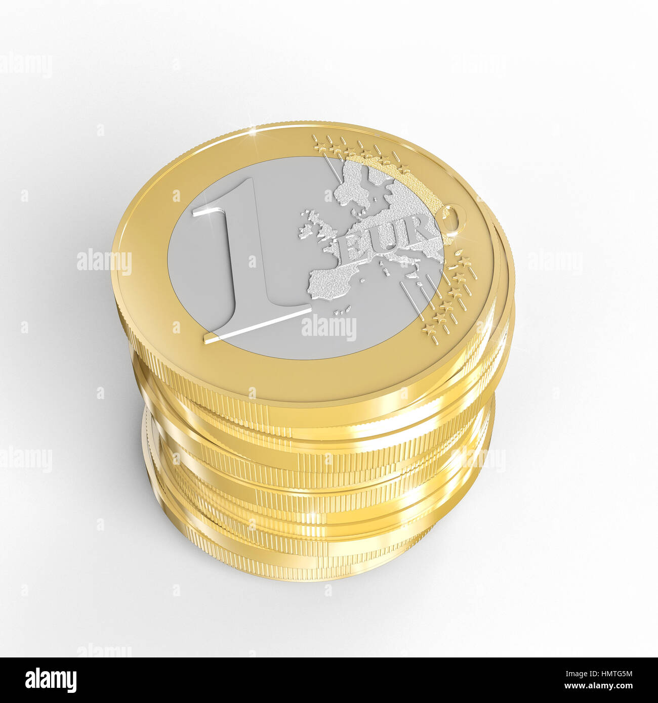 euro coin on white background 3d rendering image Stock Photo - Alamy
