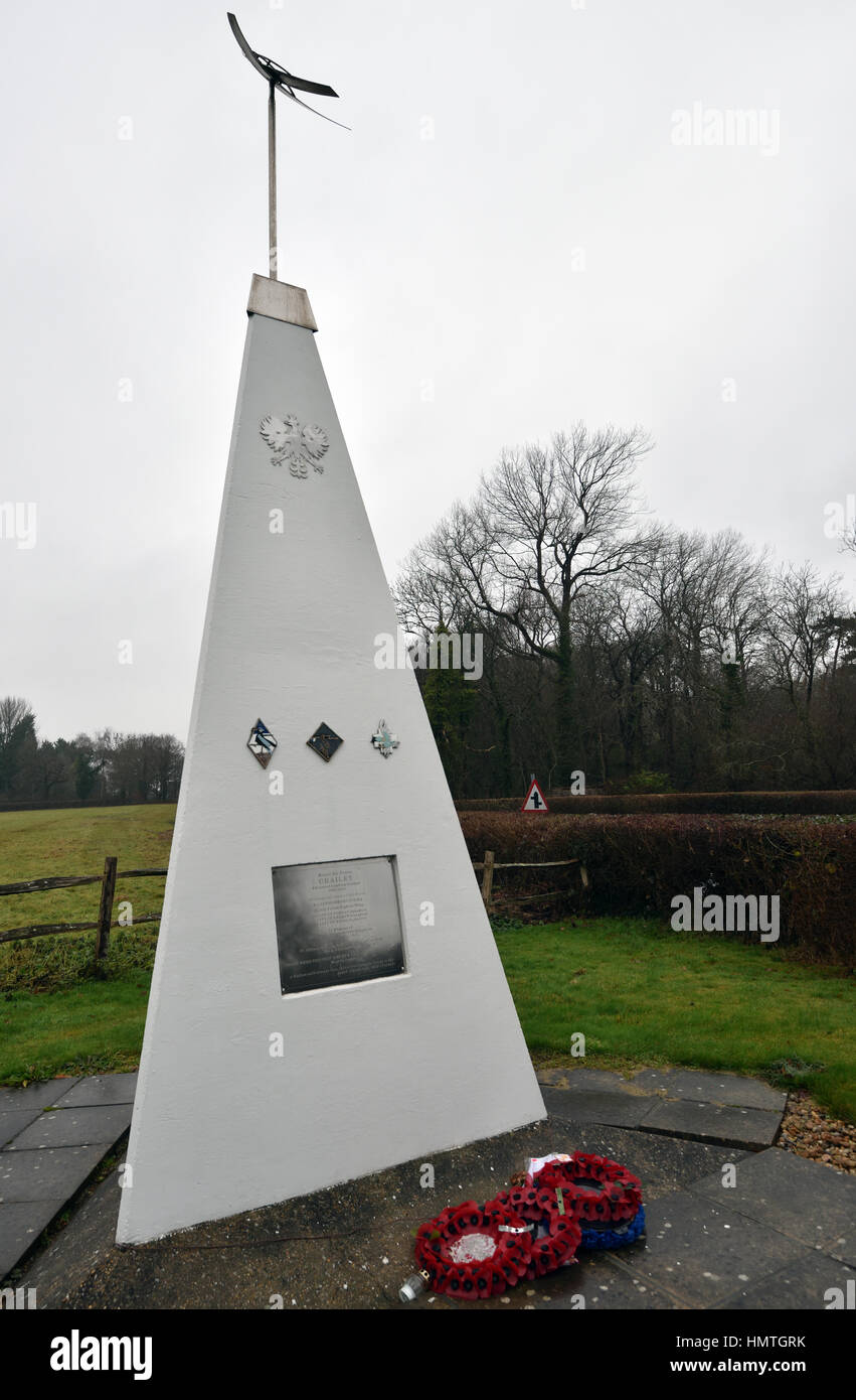 The RAF Chailey memorial. RAF Chailey was a Second World War Royal Air Force Advanced Landing Ground. Plumpton, East Sussex, UK. Stock Photo