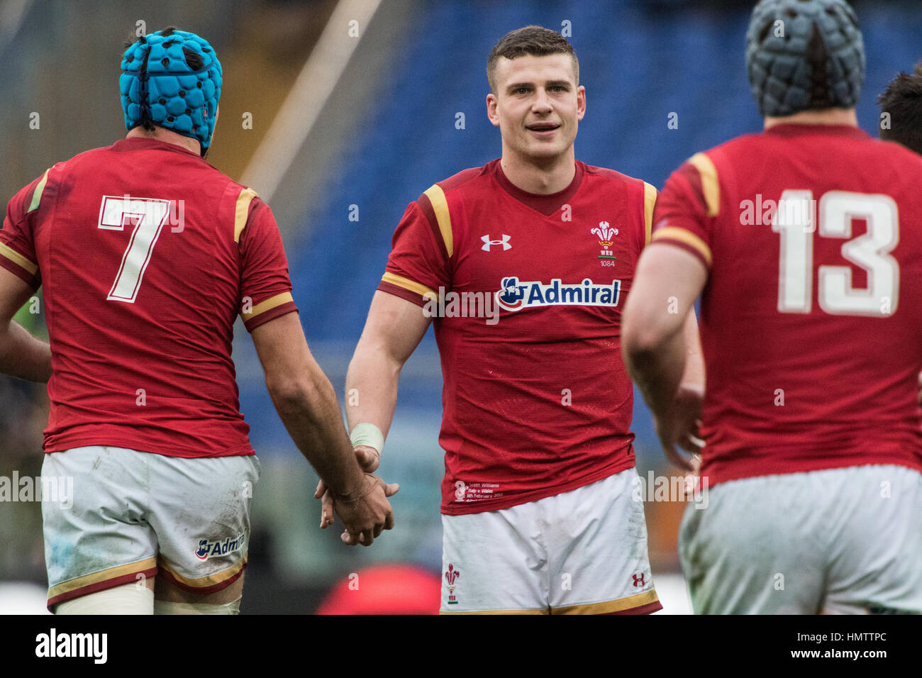 rugby match, valid for the 6 Nations tournament between Italy and Wales, the Olympic Stadium in Rome, February 5, 2017, ended with the victory of the Welsh for 33 to 7 Stock Photo