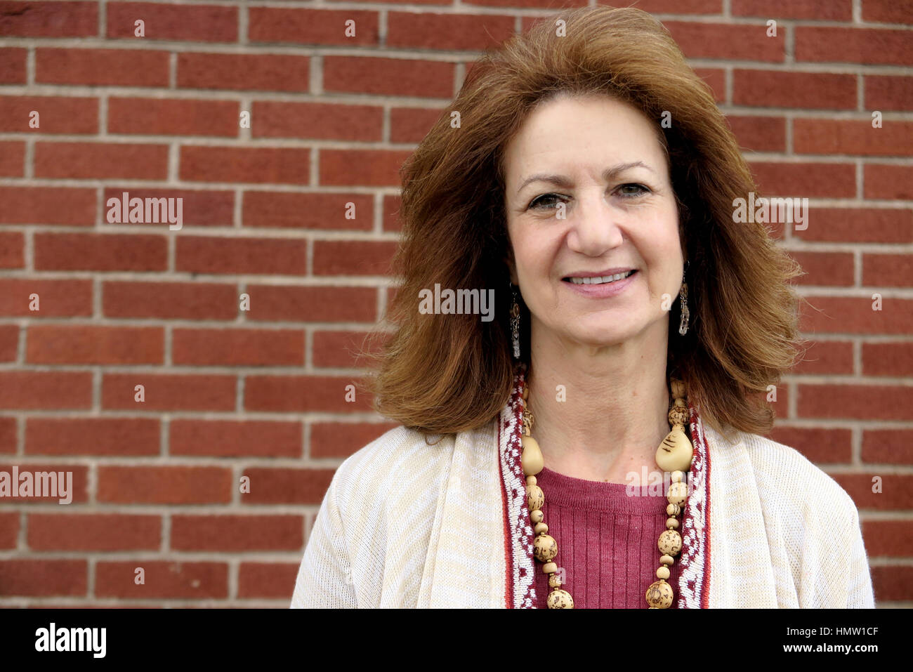 Hazleton, Us. 02nd Feb, 2017. The 62 year old Jen Sloot smiles in Hazleton, Pennsylvania, US. The city has many citizens of Latin American descent. It sits within a district where resident overwhelmingly voted for the Republican Donald Trump. Photo: Maren Hennemuth/dpa/Alamy Live News Stock Photo