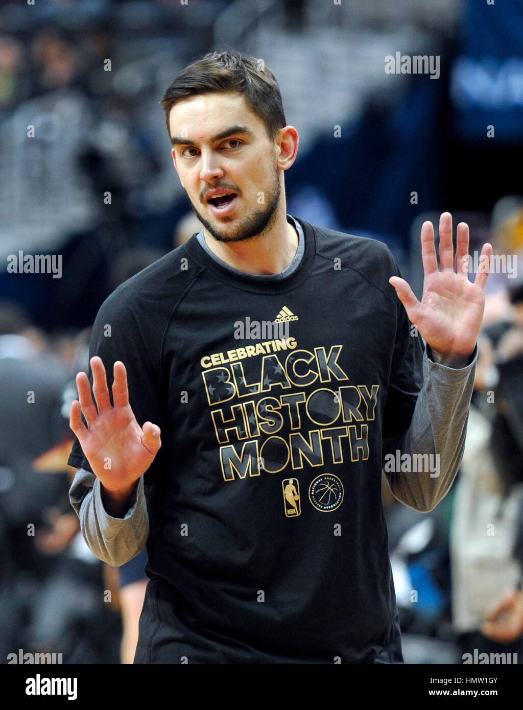 Washington, United States. 05th Feb, 2017. Czech basketball player Tomas Satoransky of Washington Wizards in action during the training session prior to the NBA basketball game against New Orleans Pelicans in Washington, USA, February 5, 2017. Credit: David Svab/CTK Photo/Alamy Live News Stock Photo