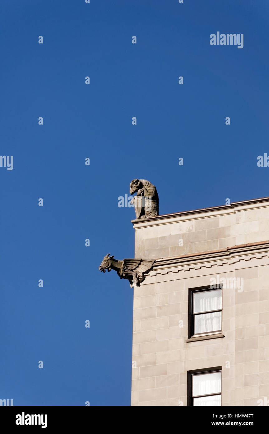 Ram and griffin sculptures on the roof of the Fairmont Hotel Vancouver