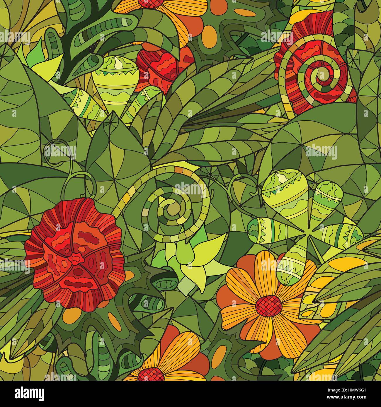 hand drawn floral seamless pattern Stock Vector Image & Art - Alamy