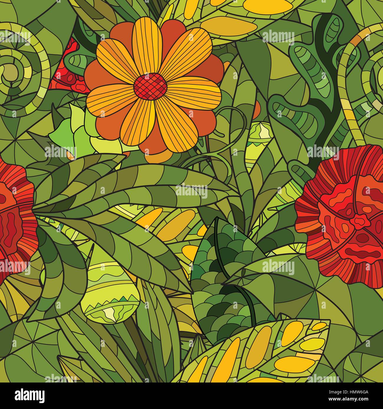 hand drawn floral seamless pattern Stock Vector Image & Art - Alamy