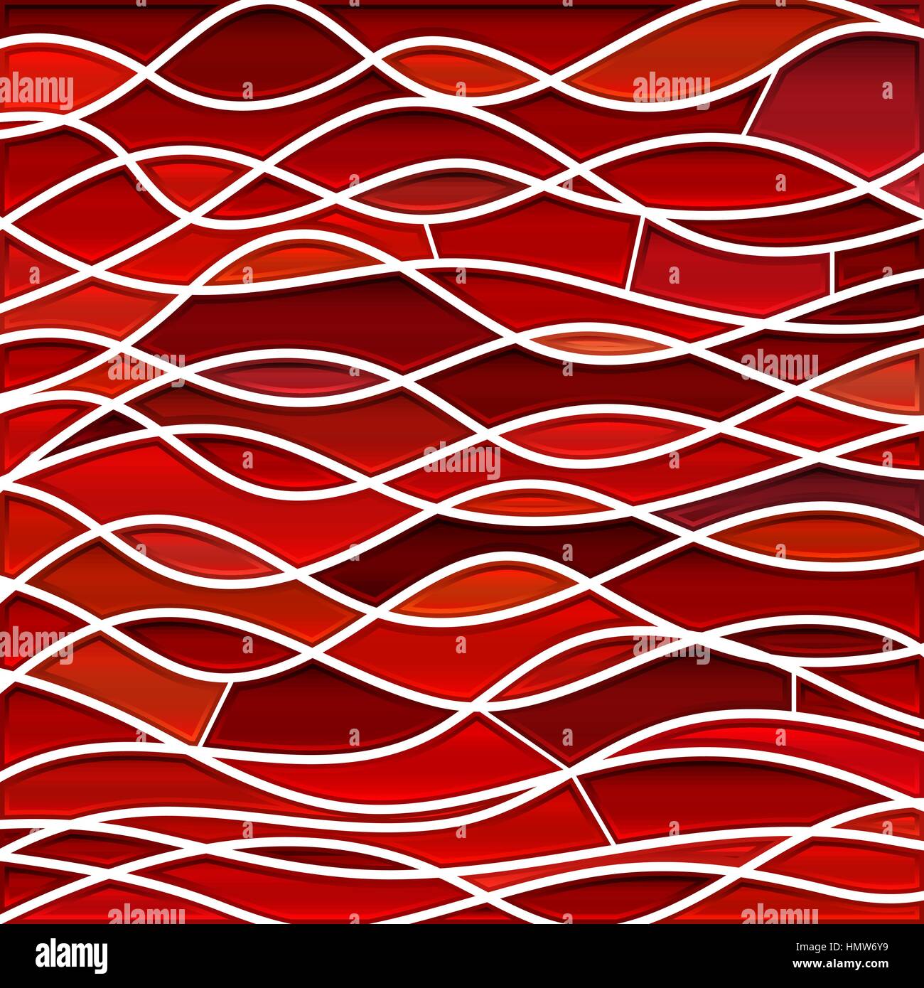 abstract vector stained-glass mosaic background - red waves Stock ...