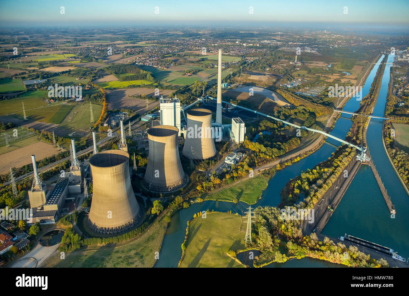 RWE power plant, Werne, Ruhr district, North Rhine-Westphalia, Germany Stock Photo