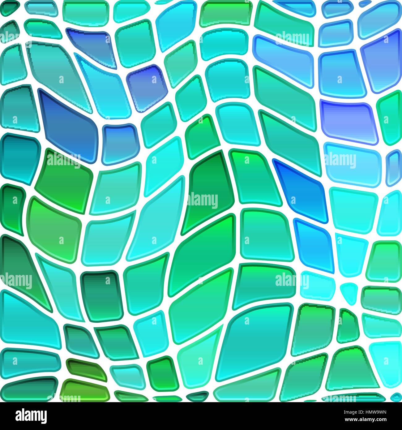 abstract vector stained-glass mosaic background - green and blue Stock ...