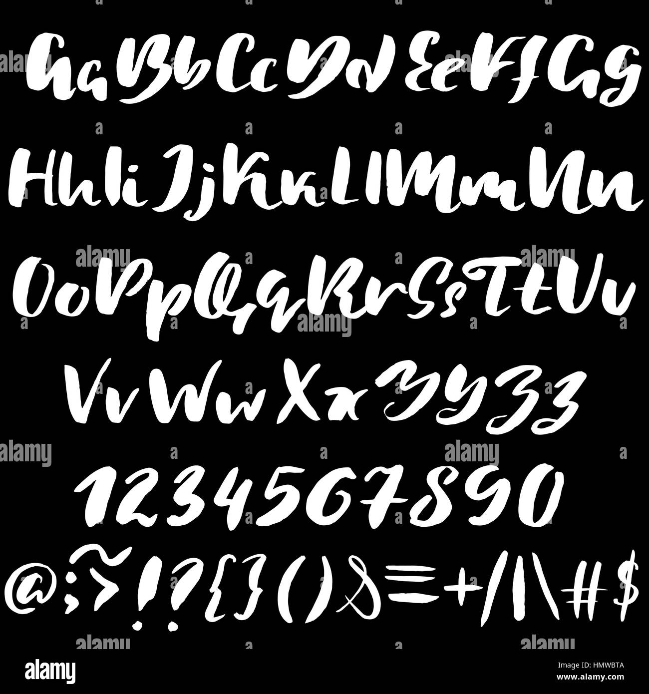Hand drawn font made by dry brush strokes. Grunge style alphabet Stock ...