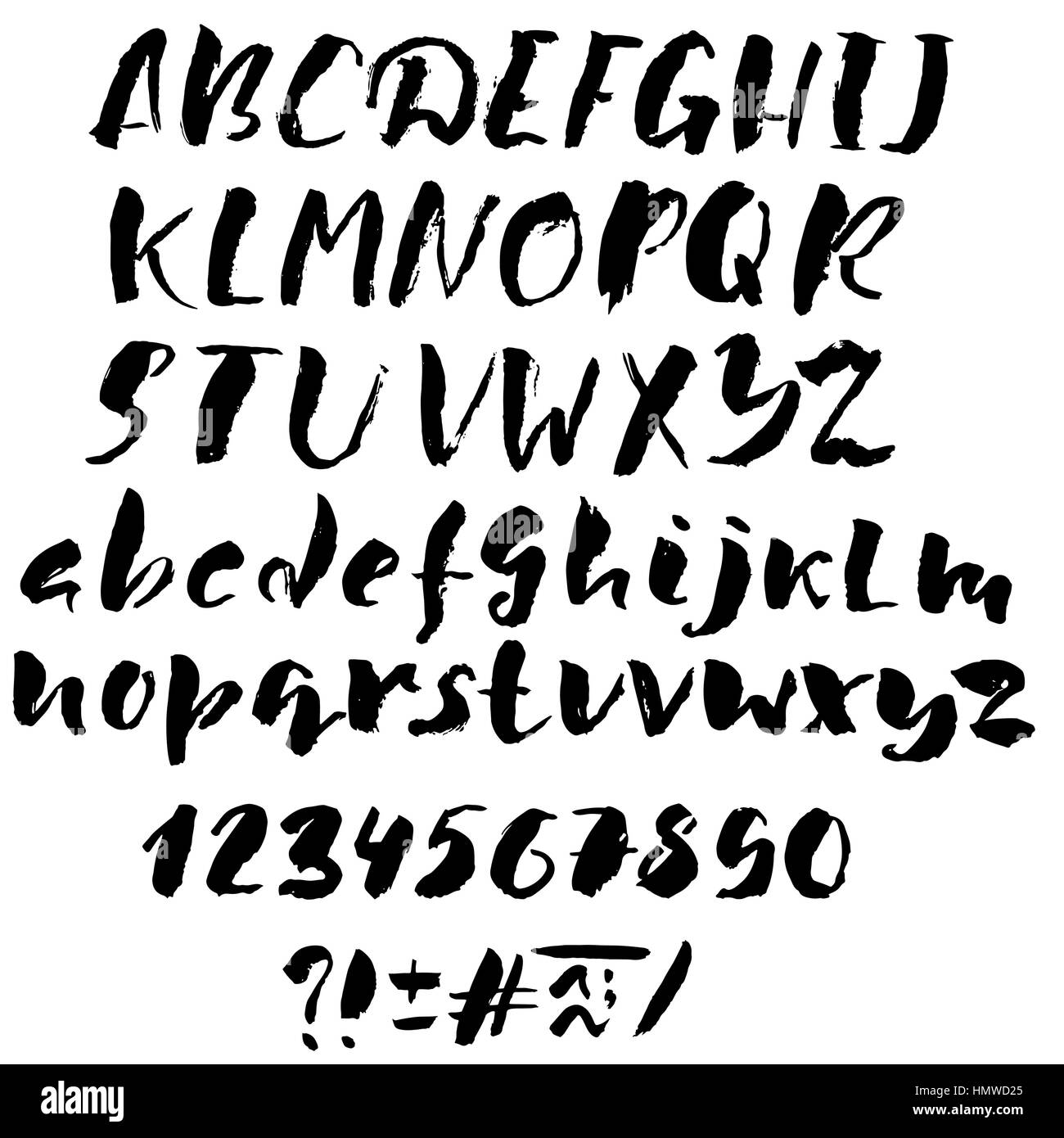 Hand drawn font made by dry brush strokes. Grunge style alphabet Stock ...