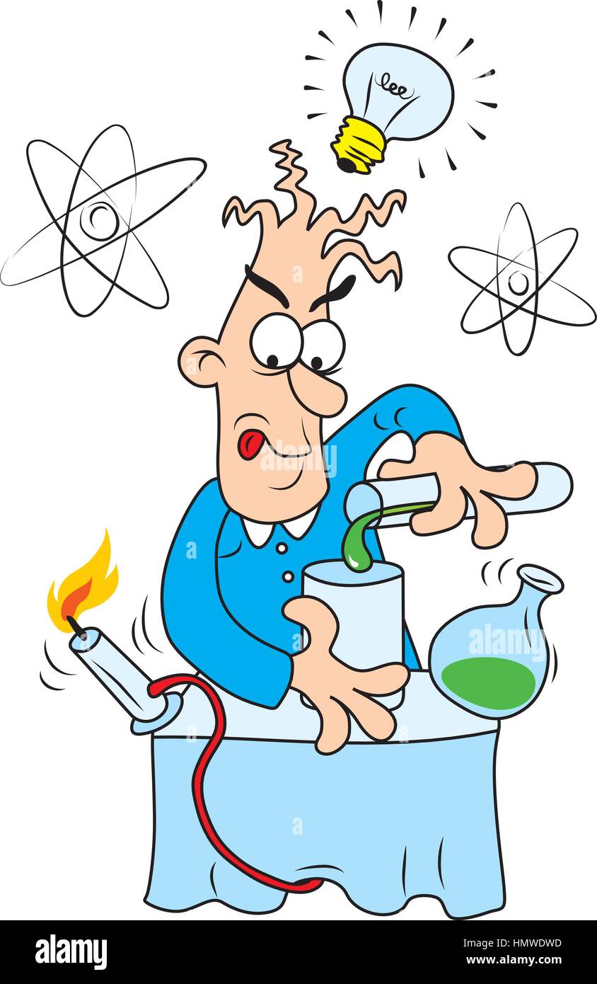 Vector illustration of Crazy scientist Stock Vector