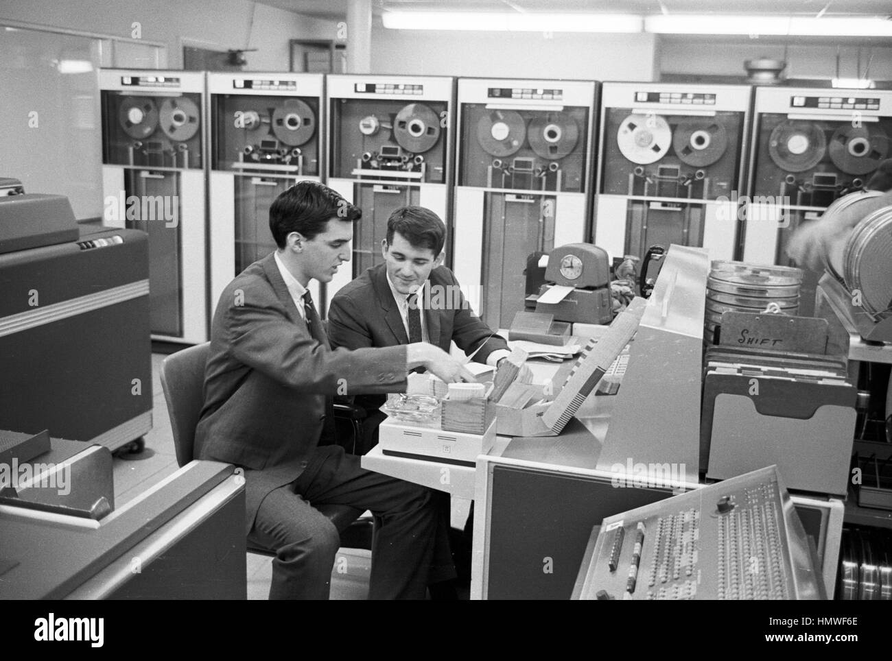 Douglas Ginsburg (left) and Jeff Tarr, of Operation Match, the first computer dating service. Stock Photo