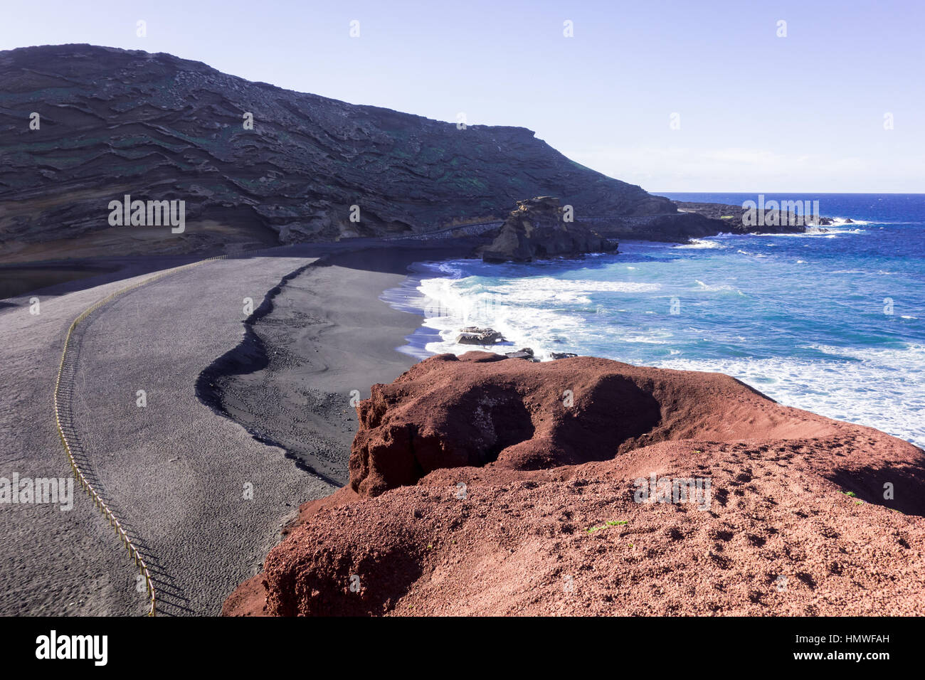 Beautiful view of the sea from Charco de los Clicos in El Golfo, Lanzarote. Stock Photo