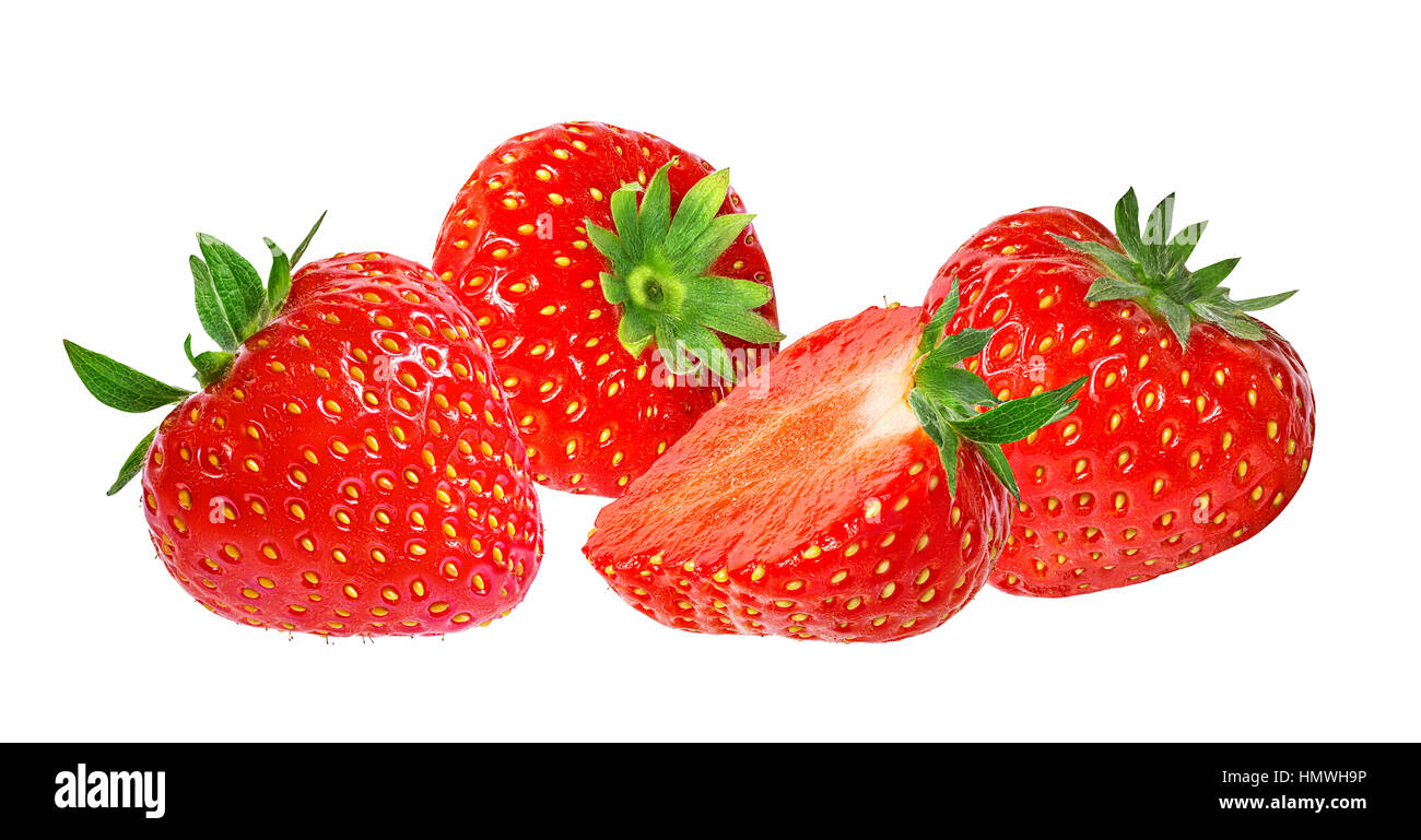 Strawberry on white background Stock Photo - Alamy