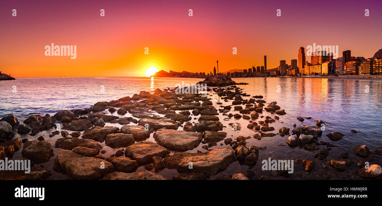 Benidorm is a seaside resort on the eastern coast of Spain, part of the Valencia region’s famed Costa Blanca Stock Photo