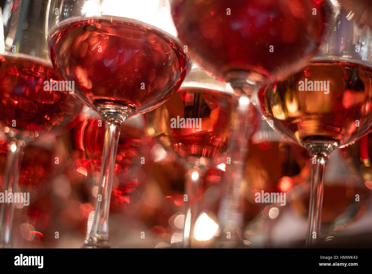 a lot of glasses of red wine Stock Photo Alamy
