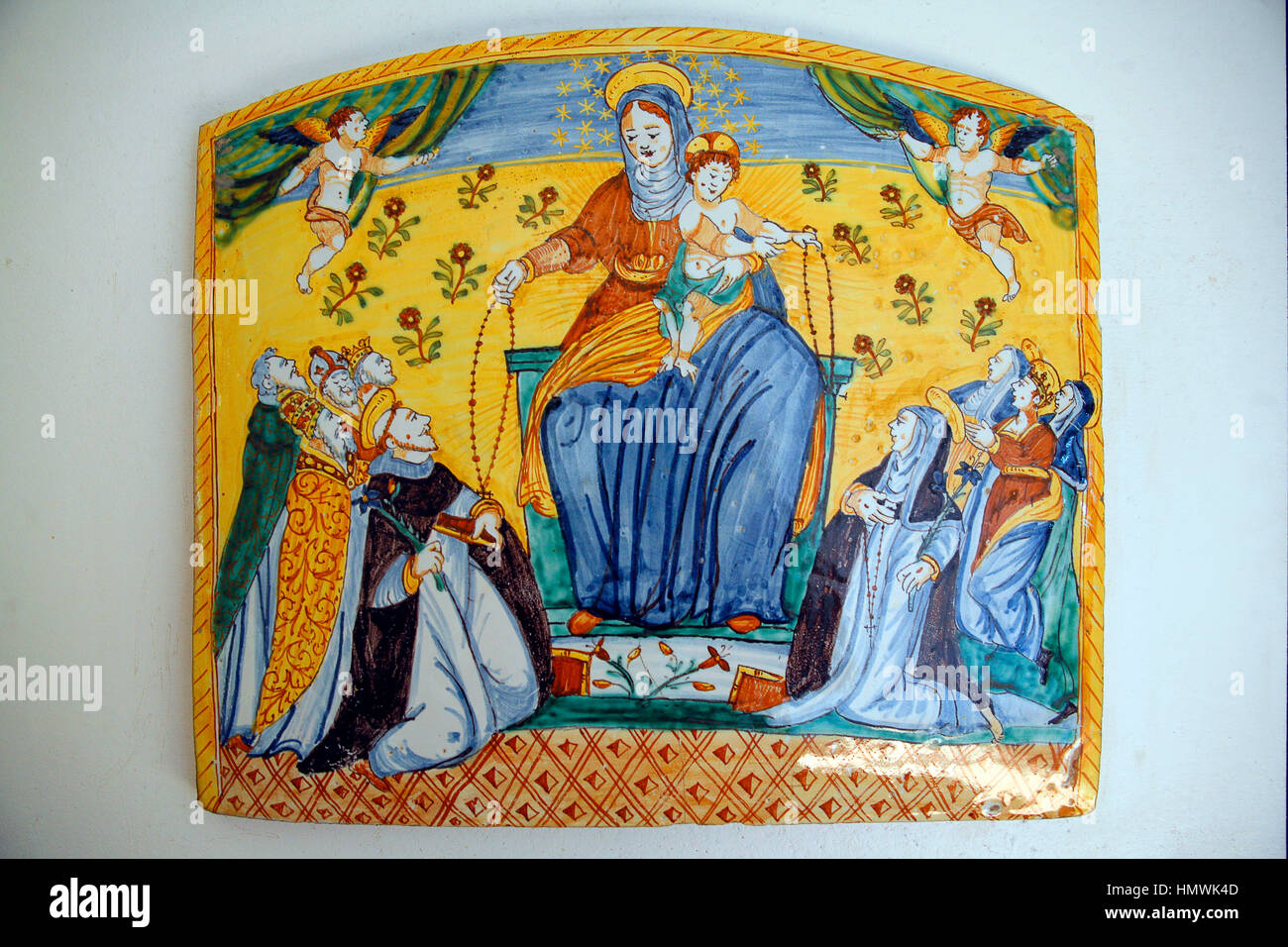 Italy Umbria Deruta Ceramics Museum devotional plaques Stock Photo