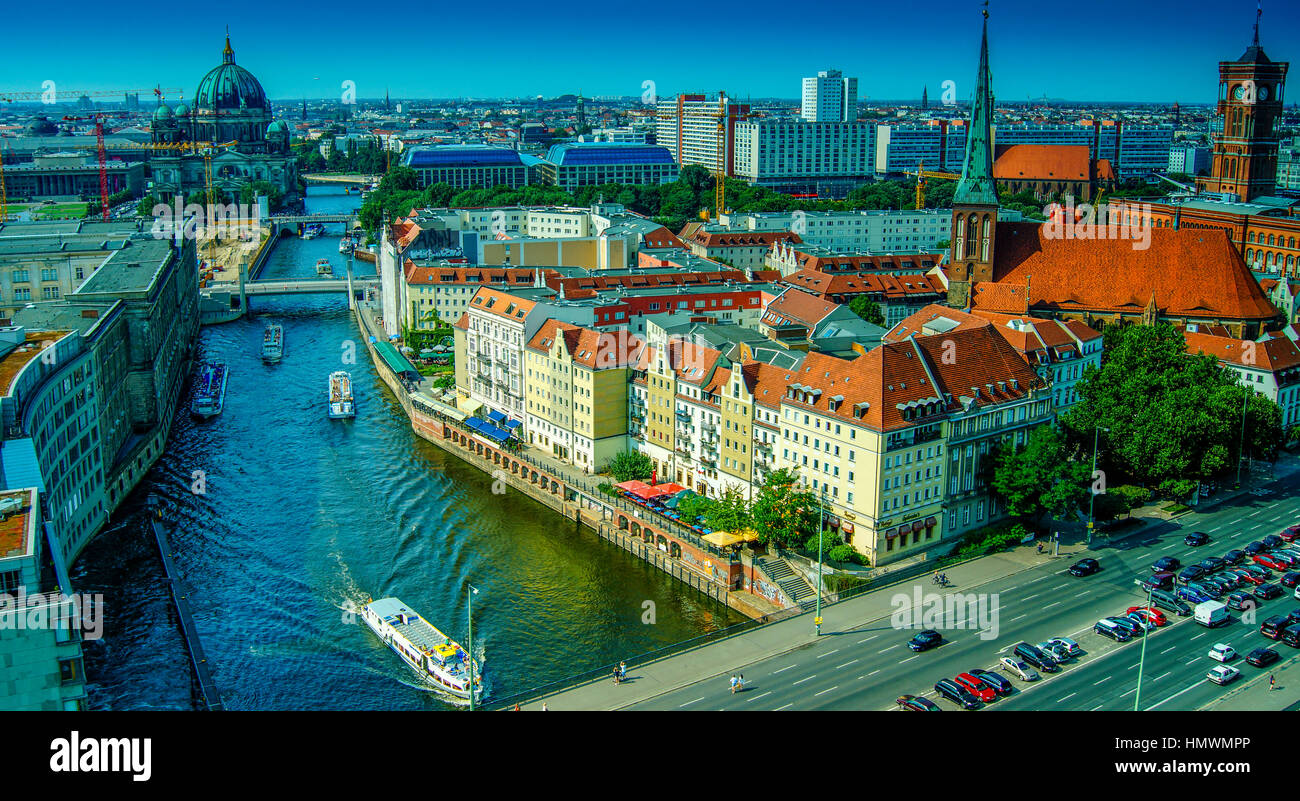 Aerial View of Berlin city, Germany, in a sunny day Stock Photo