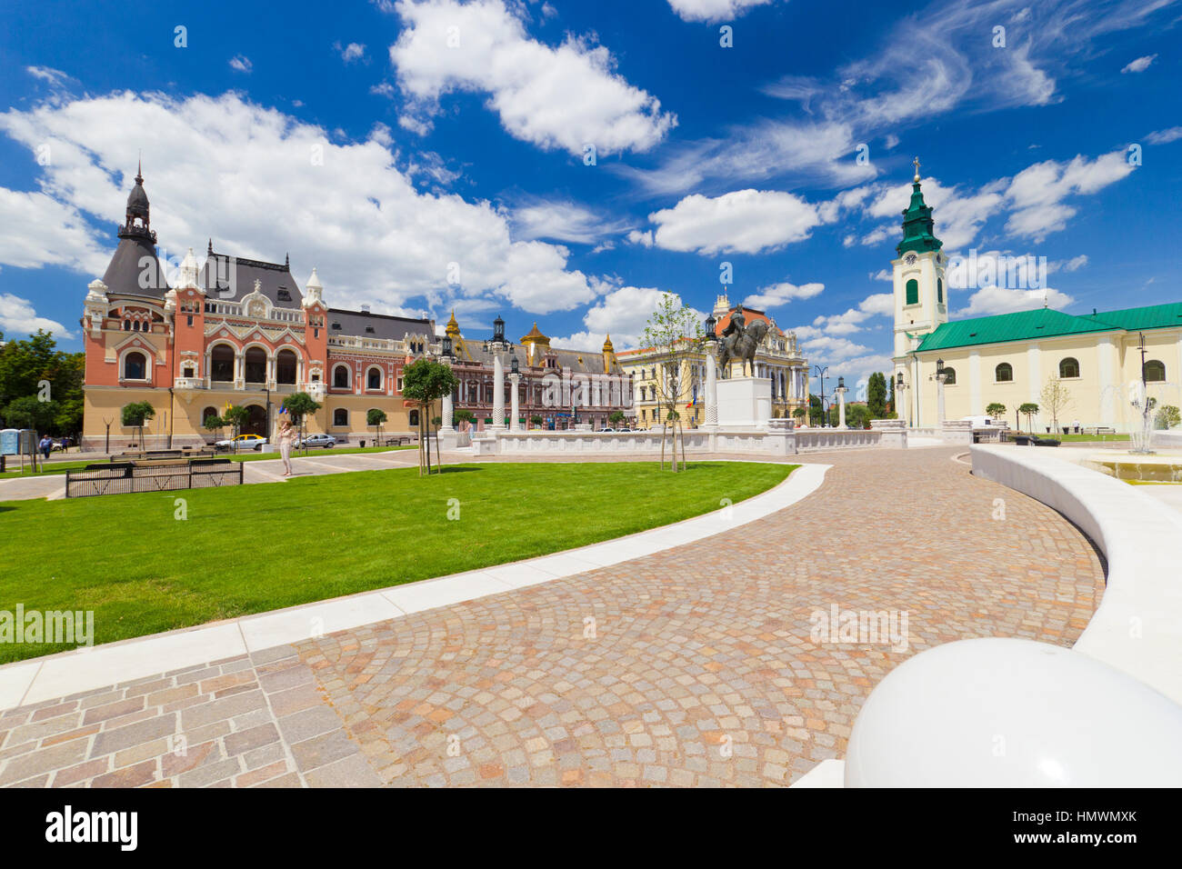 Union square (Piata Unirii) Oradea, Romania, cityscape with beautiful