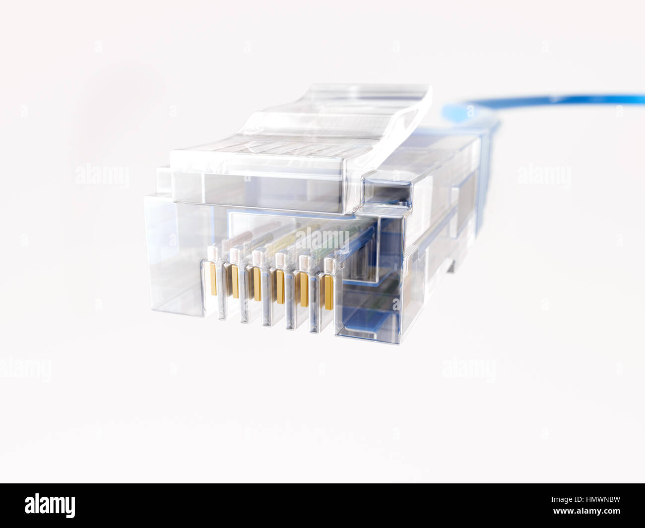 Ethernet cable close up - 3d Rendering Stock Photo