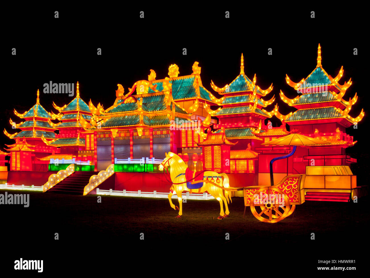 Pagoda at the Chinese Magical Lantern festival, Chiswick Gardens, London  Stock Photo - Alamy