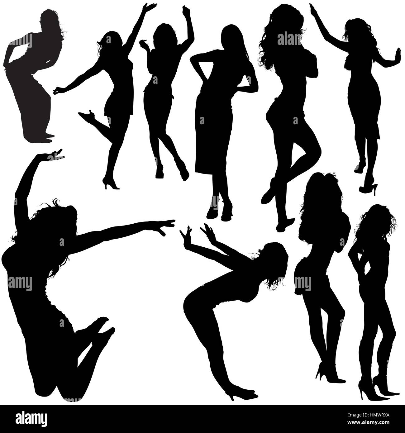Dancing Girl Silhouettes Stock Vector Image And Art Alamy 1656