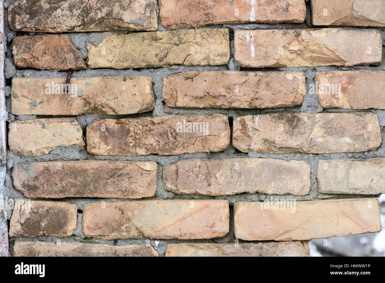 old concrete brick wall texture with cracks and fungus Stock Photo - Alamy
