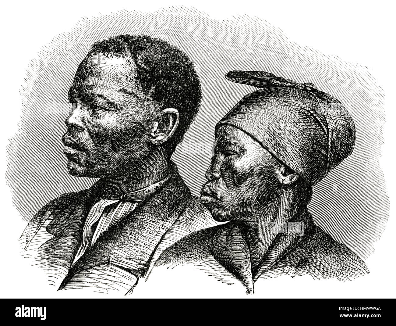 Khoikhoi Chieftain Jon Afrikaner and Wife, Africa, Illustration from ...