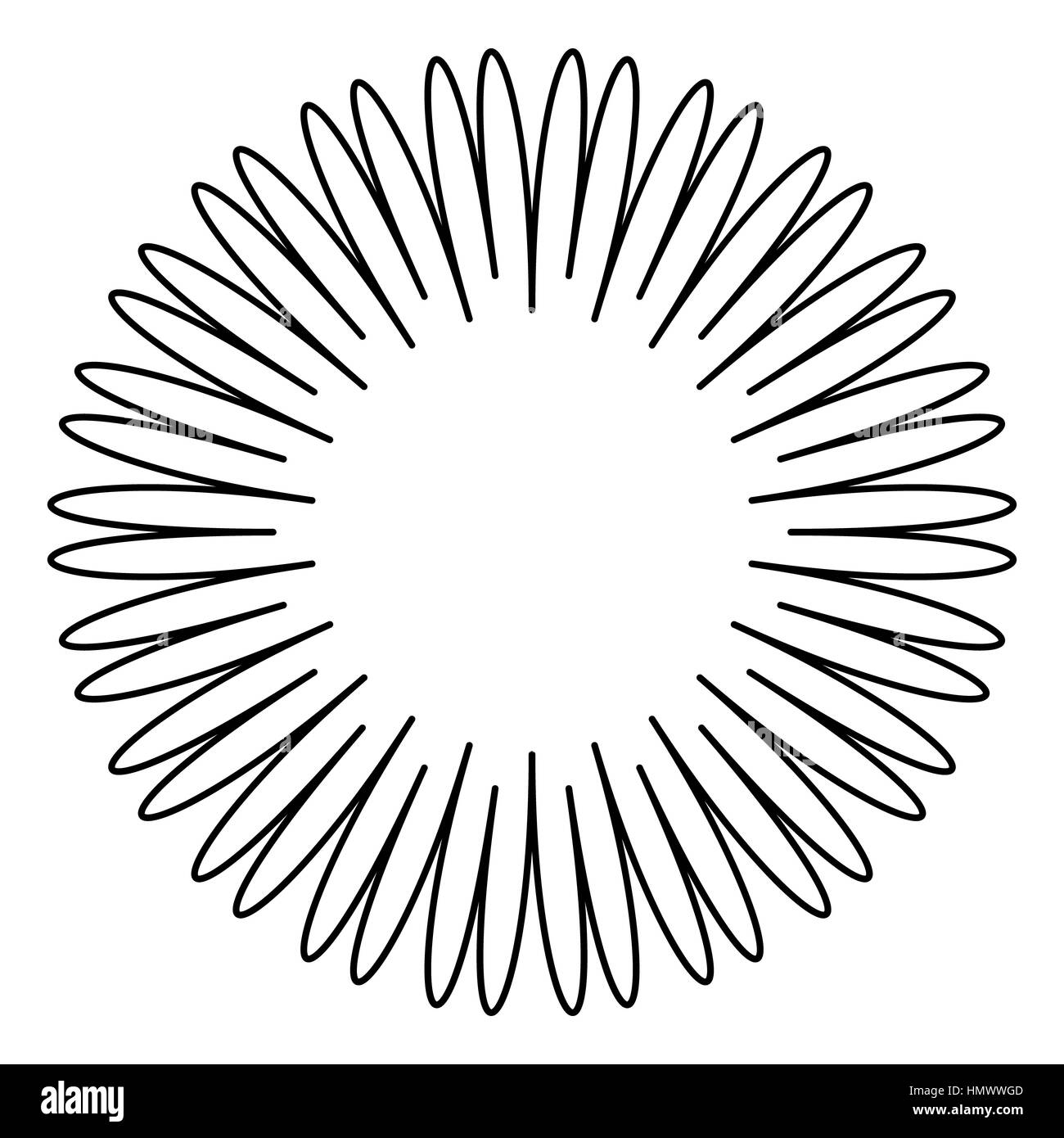 Contour element with radial lines isolated on white Stock Photo - Alamy