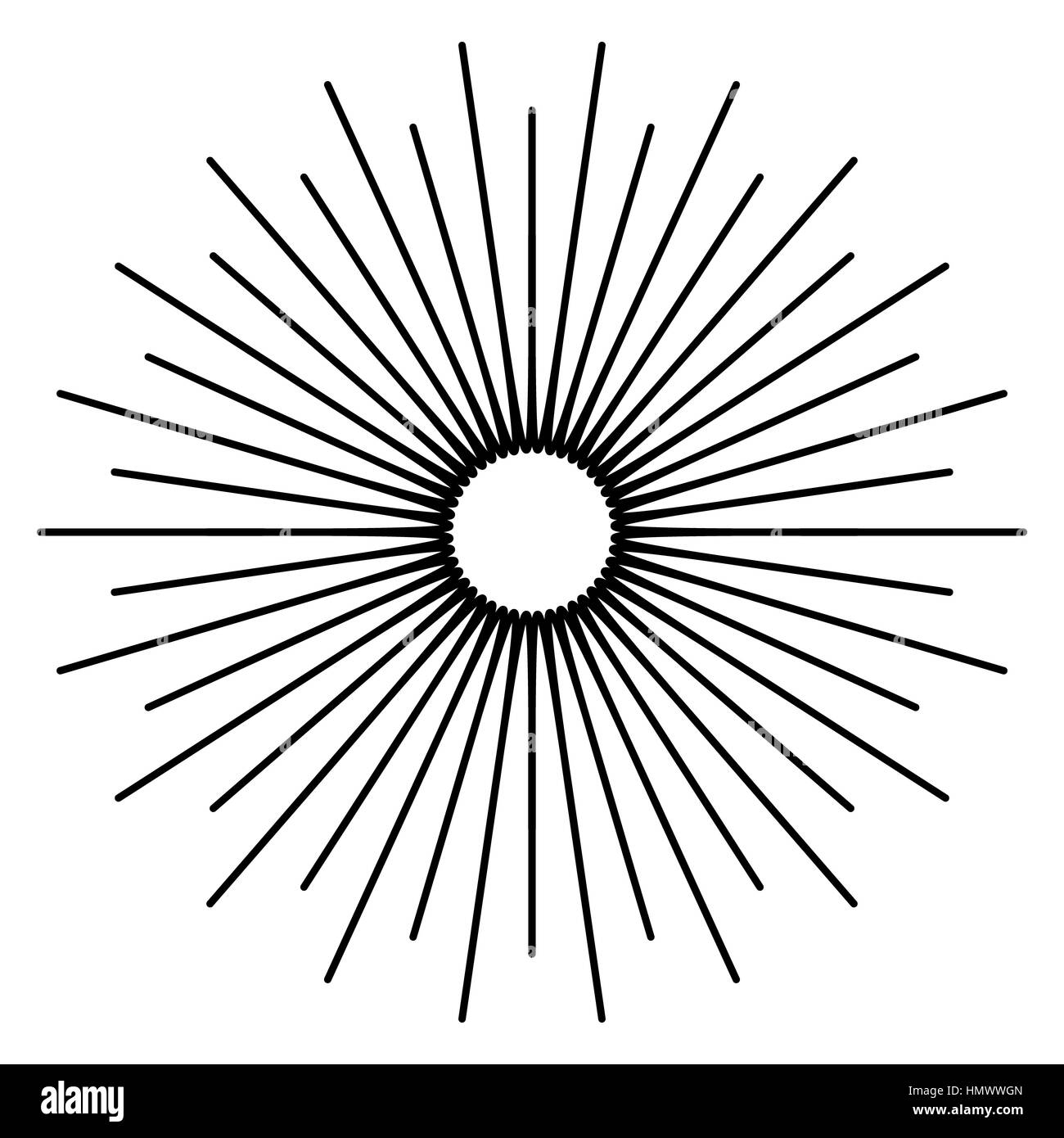 Contour element with radial lines isolated on white Stock Photo - Alamy