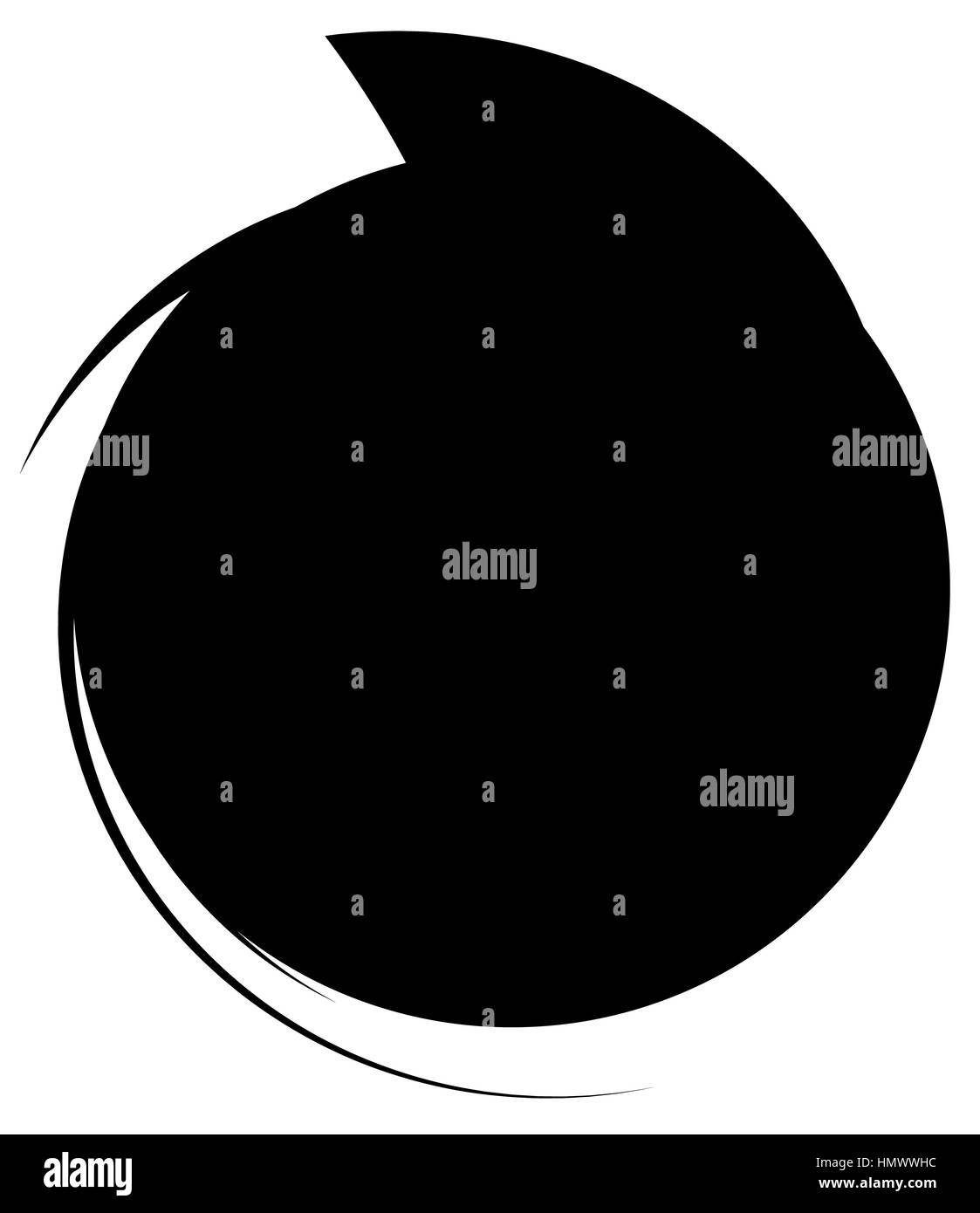 Circle with dynamic swoosh line frame. Monochrome circular element ...