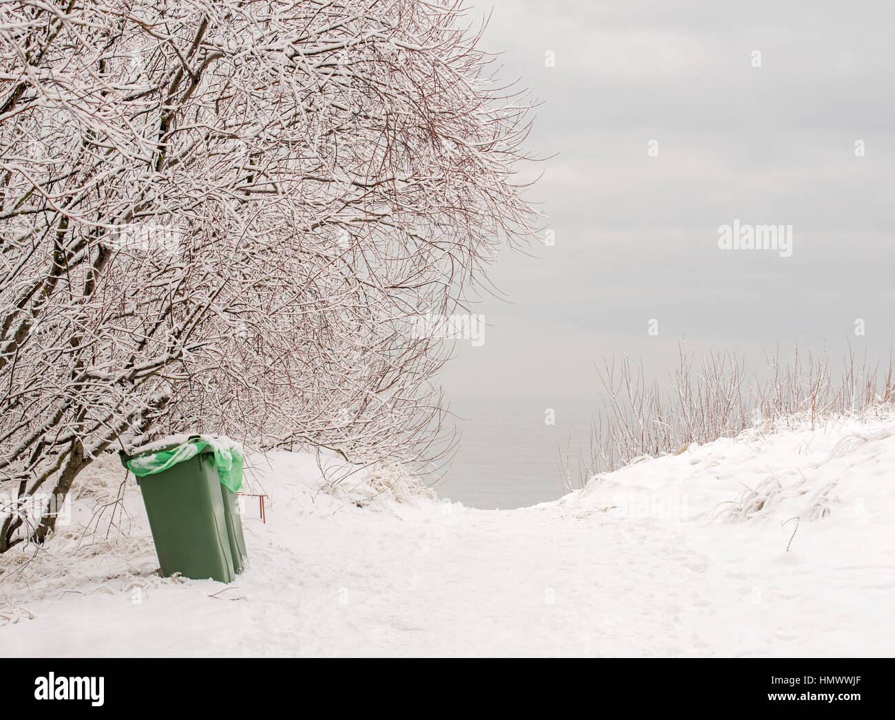 Plastic bins for rubbish near the sea Stock Photo Alamy
