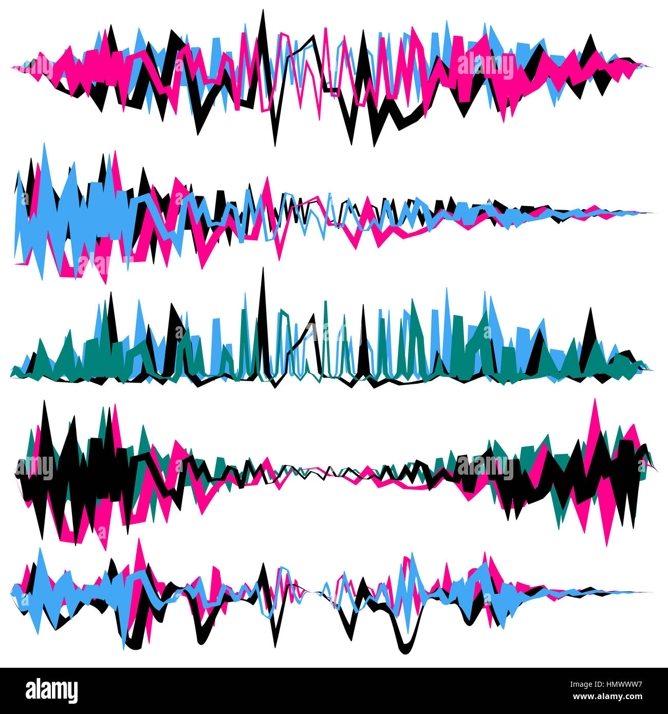 Equalizer (EQ, Equalizer lines) in zigzag, irregular style Stock Photo