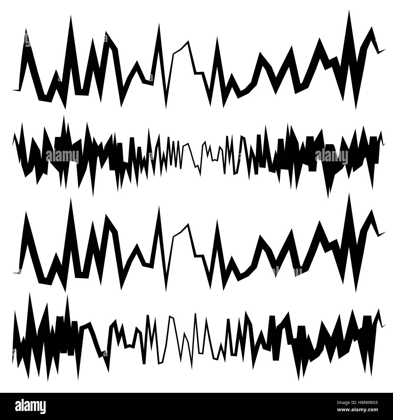 Equalizer (EQ, Equalizer lines) in zigzag, irregular style Stock Photo