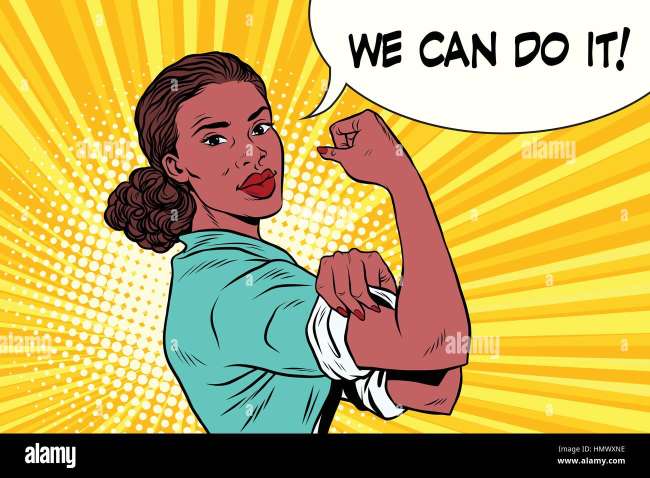we can do it black woman feminism and protest Stock Vector