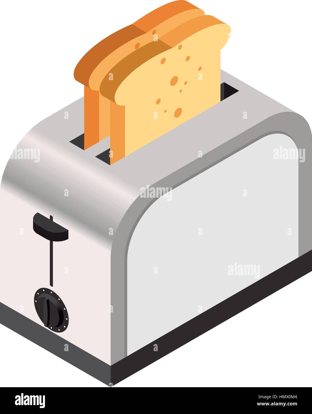 Vector image of the Isometric icon of a toaster with bread Stock Vector