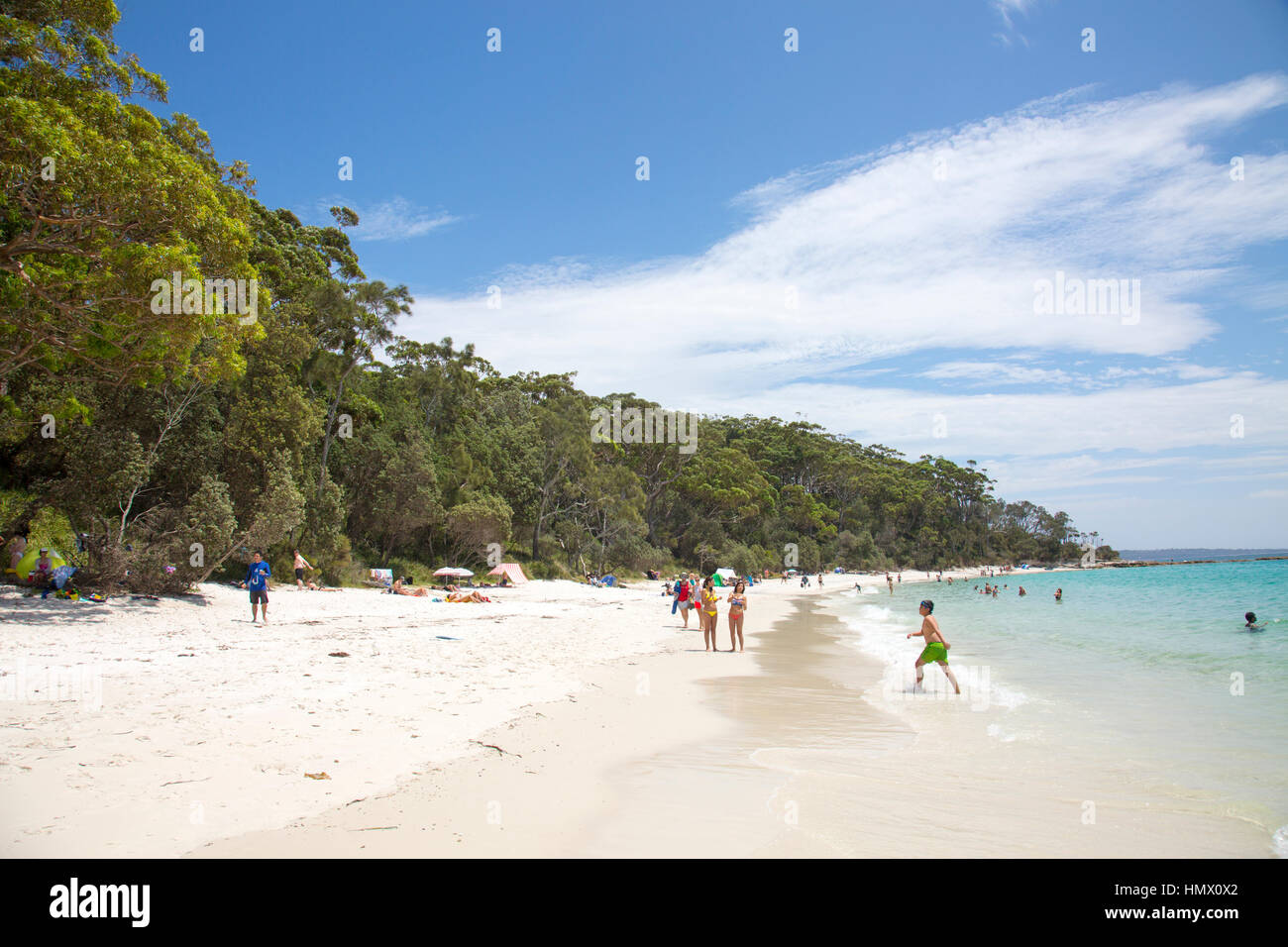 People relaxing on Murray's Beach in Booderee National Park, Jervis Bay ...
