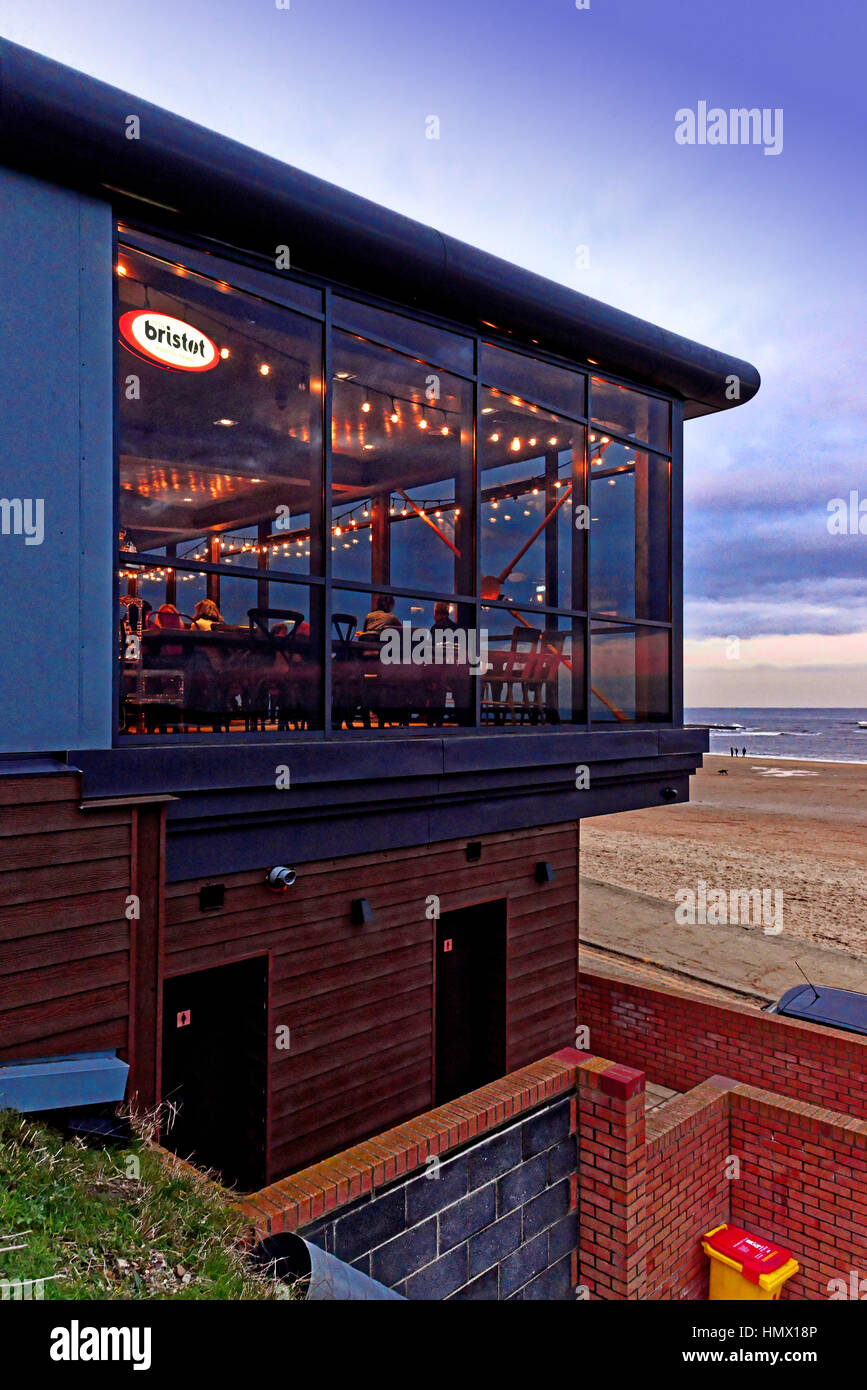 The View restaurant café on the beach at Tynemouth Cullercoats Stock