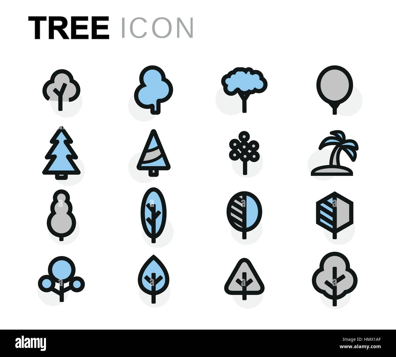 Vector flat tree icons set on white background Stock Vector Image & Art ...