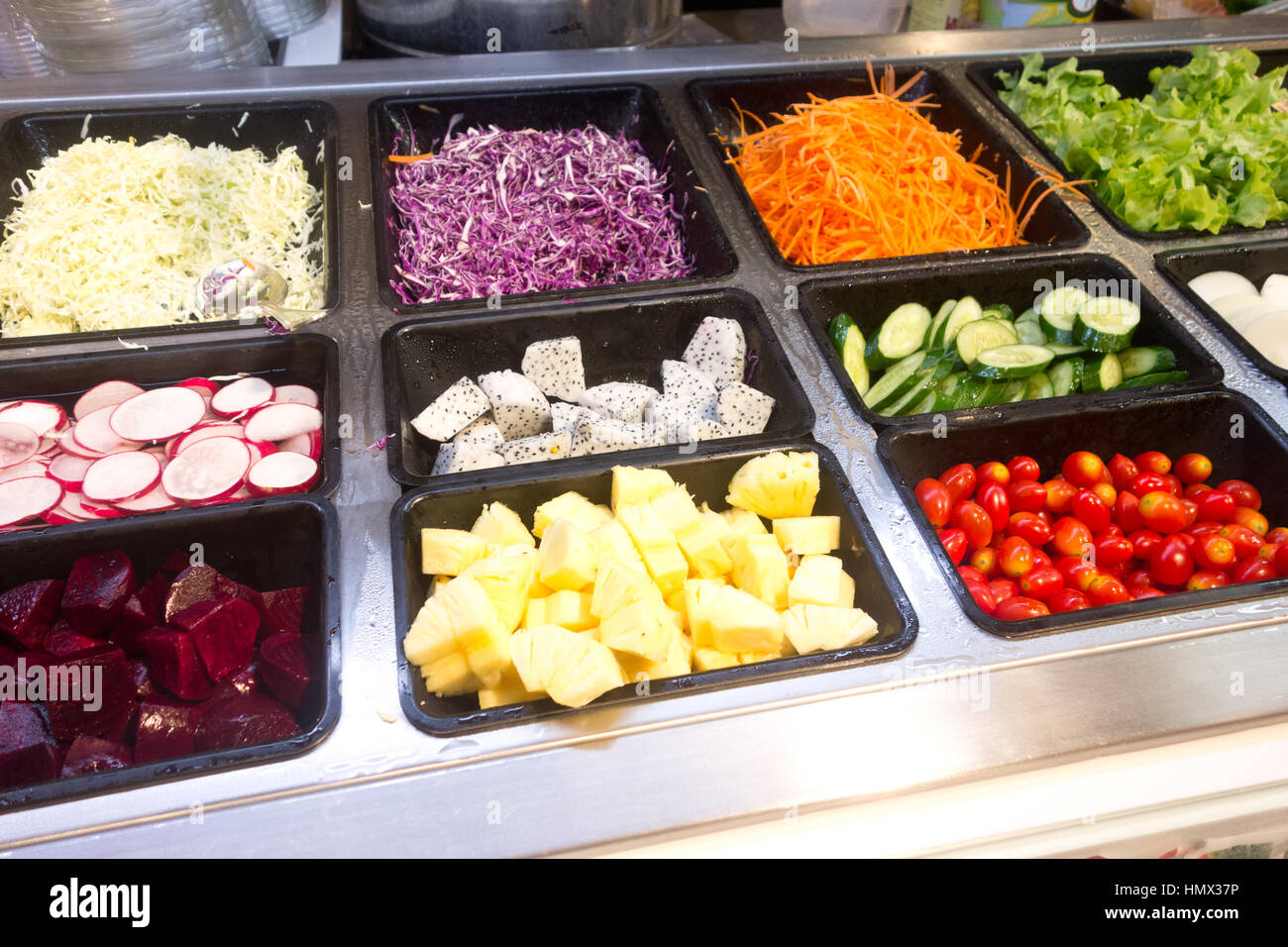 salad bar with vegetables and fruits Stock Photo Alamy