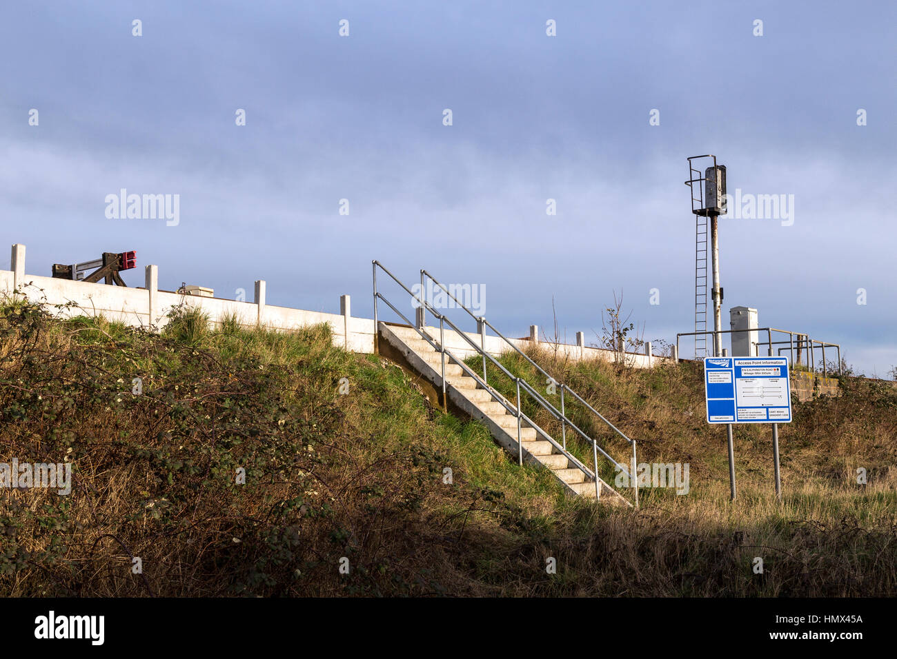 Railway furniture on embankment Stock Photo Alamy