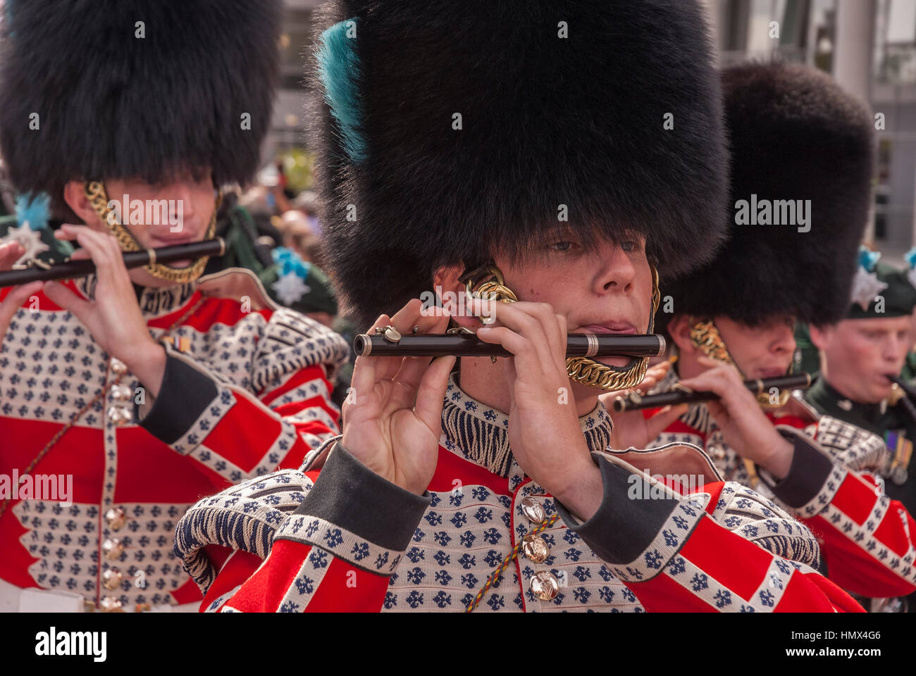 Pipes of the 1st battalion irish guards hires stock photography and
