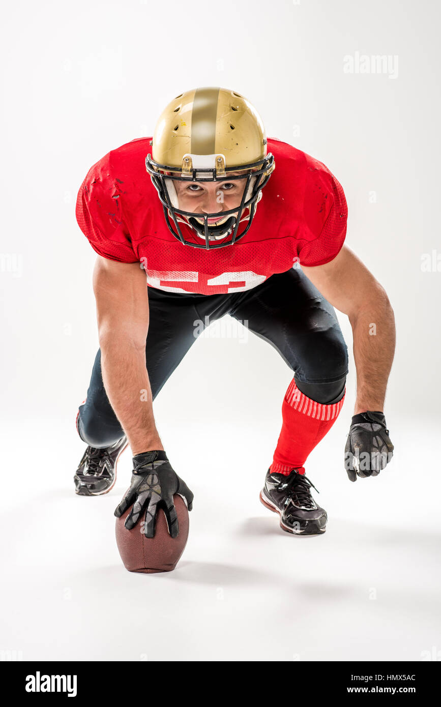 Football player in protective sportswear Stock Photo Alamy