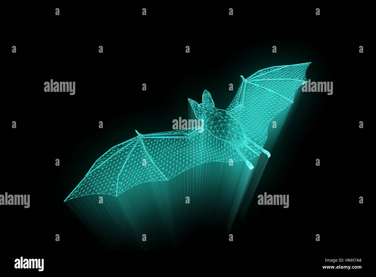 Multidimensional Bat Giant Bat in Hologram Wireframe Style. Nice 3D Rendering Stock Photo ...